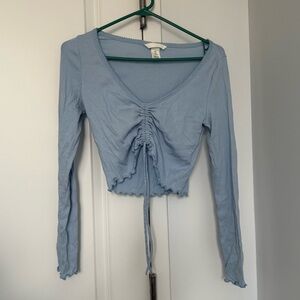H&M Sky Blue Ruched Crop Top